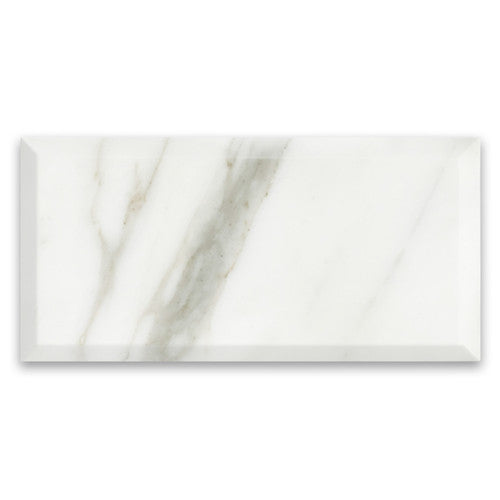 3 x 6 Deep-Beveled Honed Calacatta Gold Marble Tile