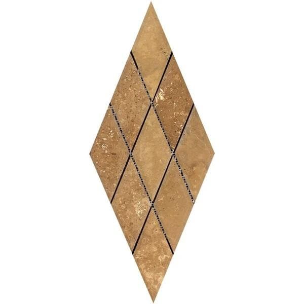 3 x 6 Honed Noce Travertine Deep-Beveled Diamond Mosaic Tile