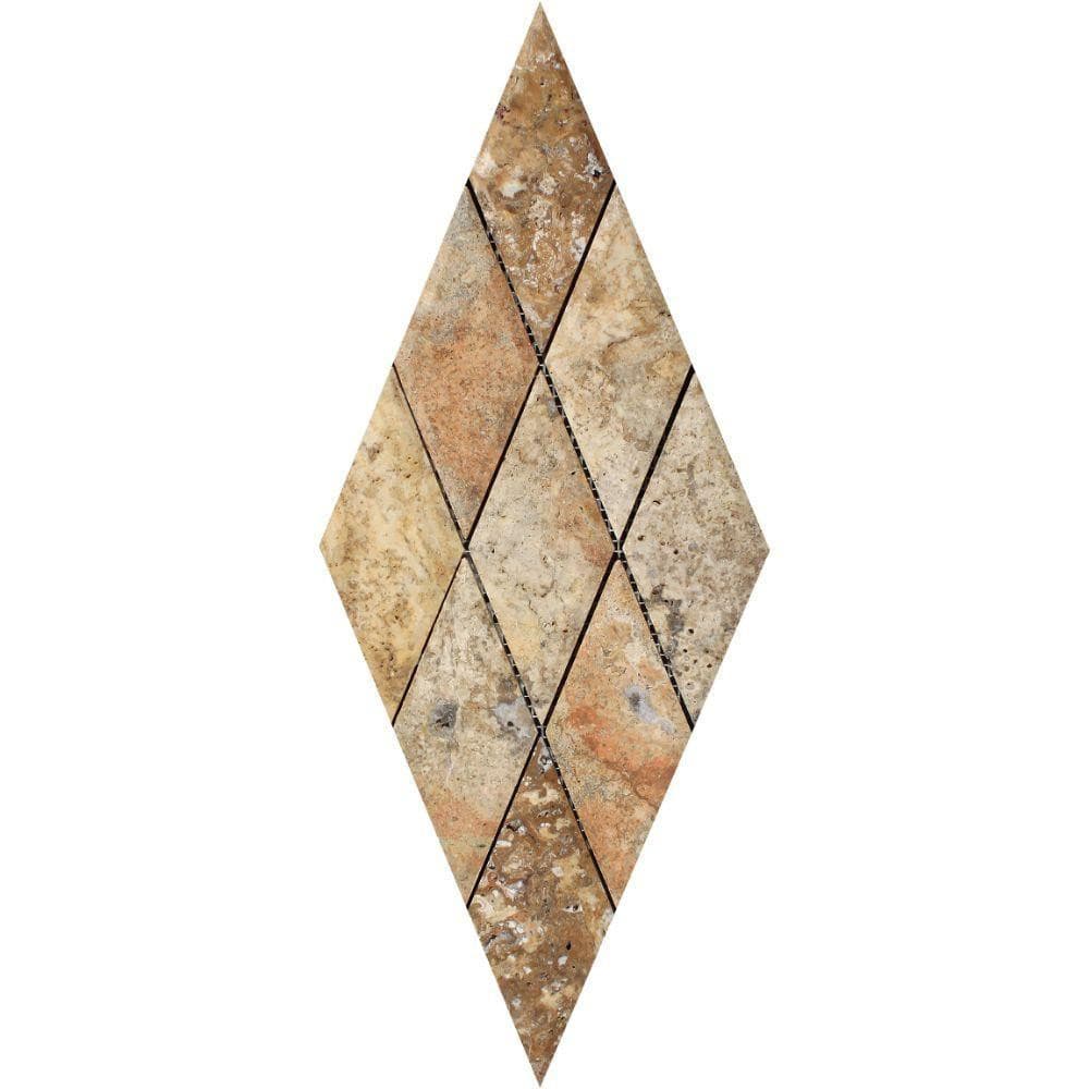 3 x 6 Honed Scabos Travertine Deep-Beveled Diamond Mosaic Tile