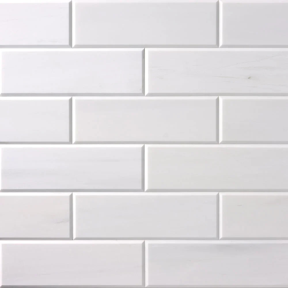 Bianco Dolomite Marble 4x12 Beveled Polished Tile