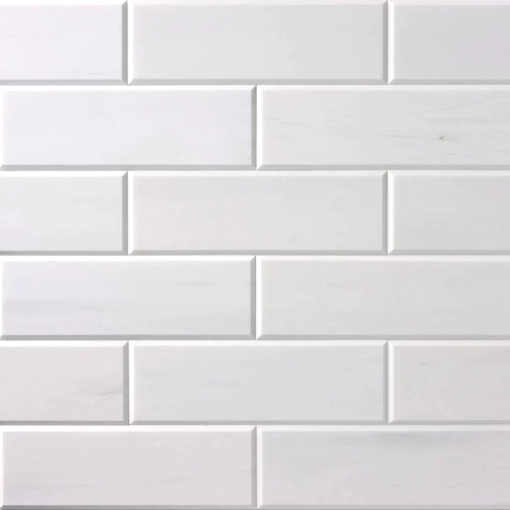Bianco Dolomite Marble 4x12 Beveled Honed Tile
