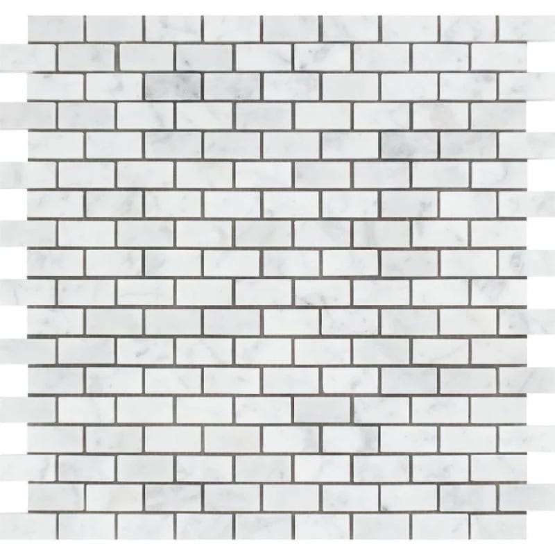White Carrara Marble 5/8x1 1/4 Polished Mosaic Tile