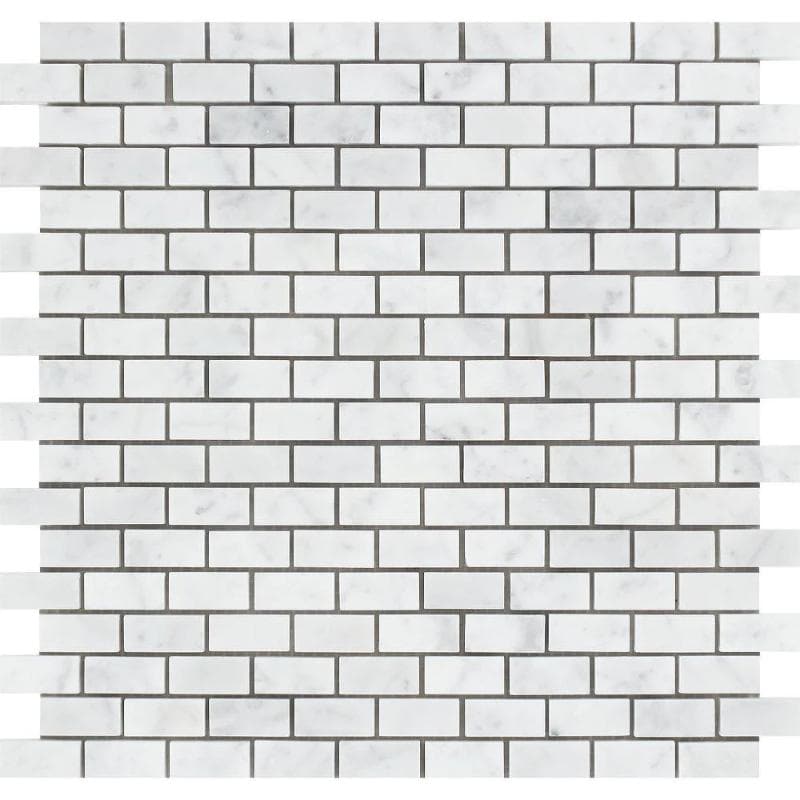White Carrara Marble 5/8x1 1/4 Honed Mosaic Tile