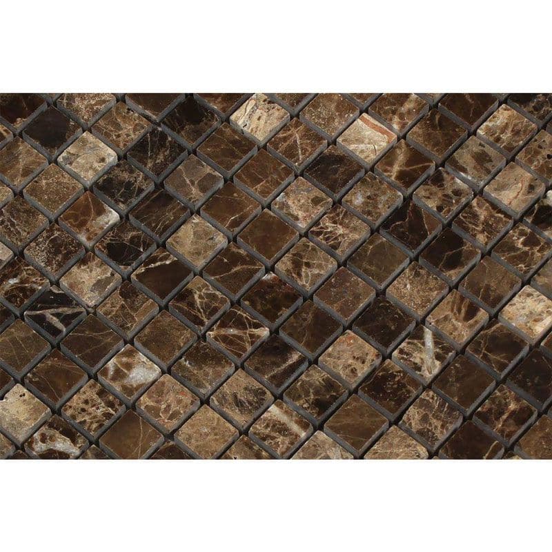 Emperador Dark Spanish Marble 5/8x5/8 Polished Mosaic Tile