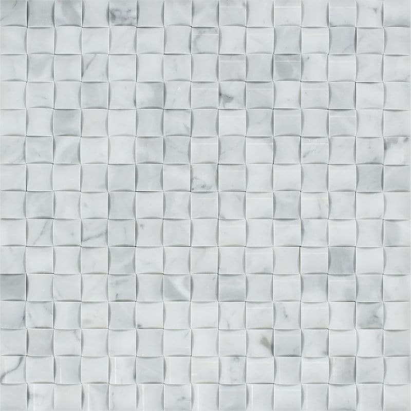White Carrara Marble 3D Pillow Polished Mosaic Tile