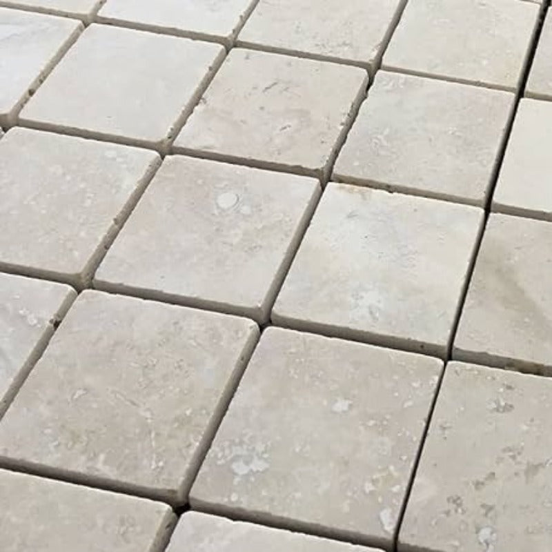 Ivory Travertine 1x1 Honed Mosaic Tile