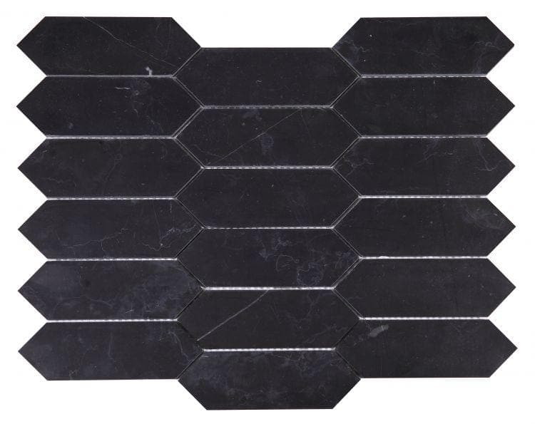 Large Hexagon Nero Marquina 11.75 x 15 Mosaic Tile