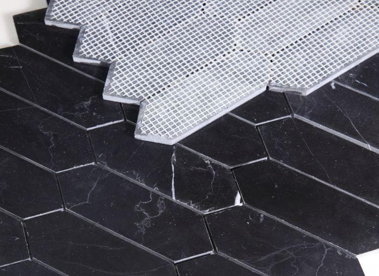 Large Hexagon Nero Marquina 11.75 x 15 Mosaic Tile