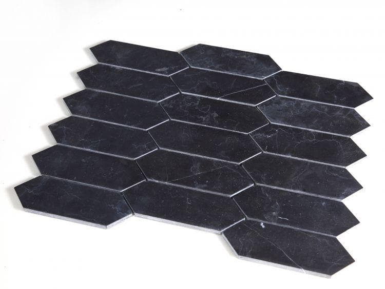Large Hexagon Nero Marquina 11.75 x 15 Mosaic Tile