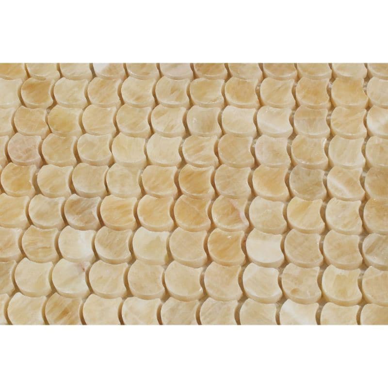 Honey Onyx Fish Design (Fan Shape) Polished Mosaic Tile