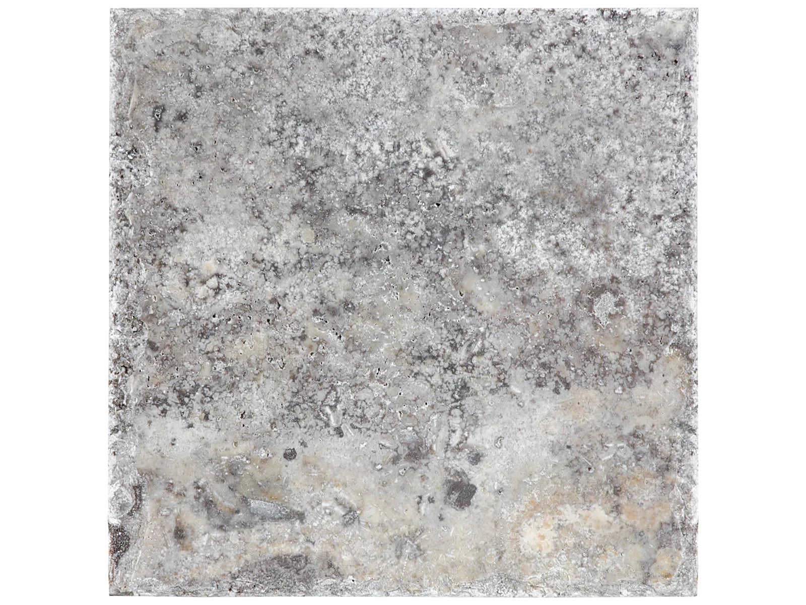 Silver Travertine 8x8 Unfilled Brushed and Chiseled Tile