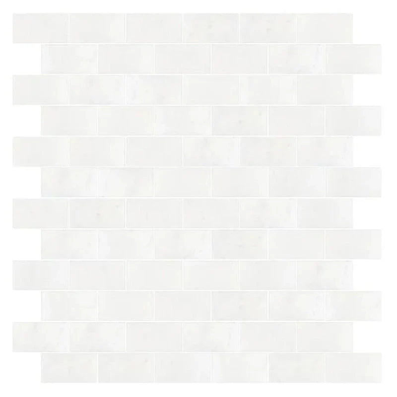 Afyon White Marble 2x4 Polished Brick Mosaic Tile