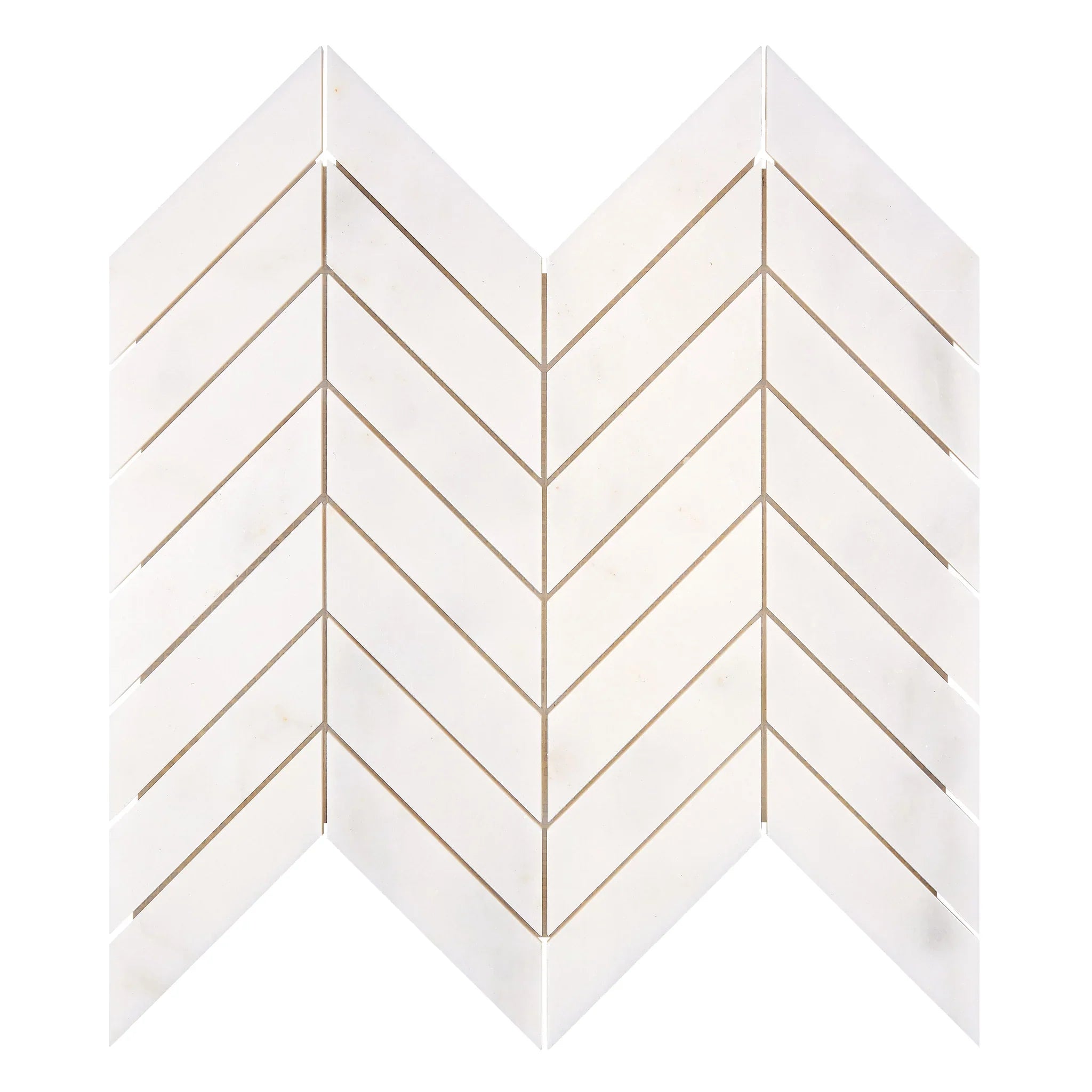Afyon White Marble 1x4 Chevron Polished Mosaic Tile