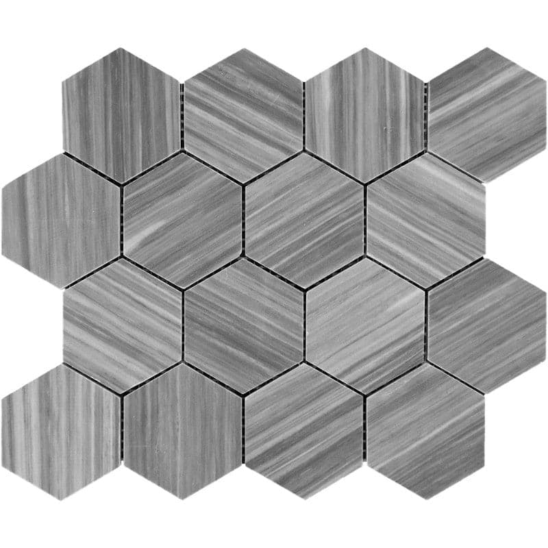 Bardiglio Scuro Marble 3x3 Hexagon Polished Mosaic Tile