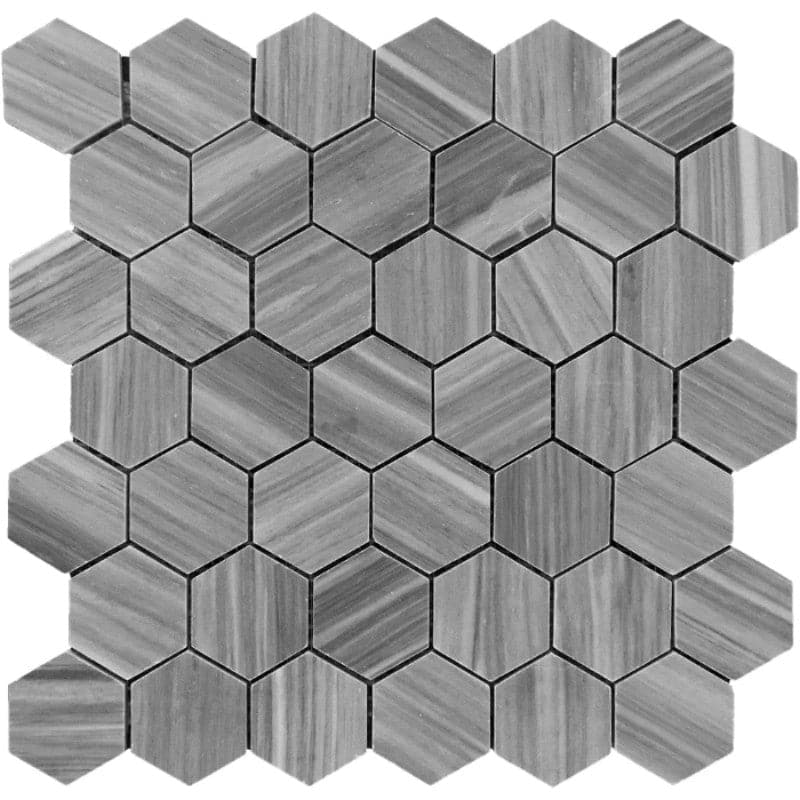 Bardiglio Scuro Marble 2x2 Hexagon Polished Mosaic Tile