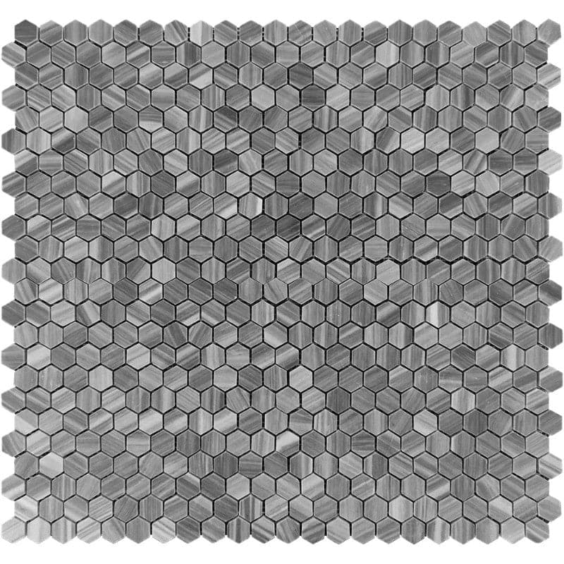Bardiglio Scuro Marble 1x1 Hexagon Polished Mosaic Tile