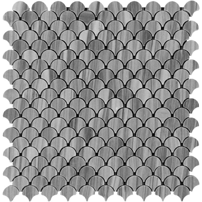 Bardiglio Scuro Marble Fan Shape Polished Mosaic Tile