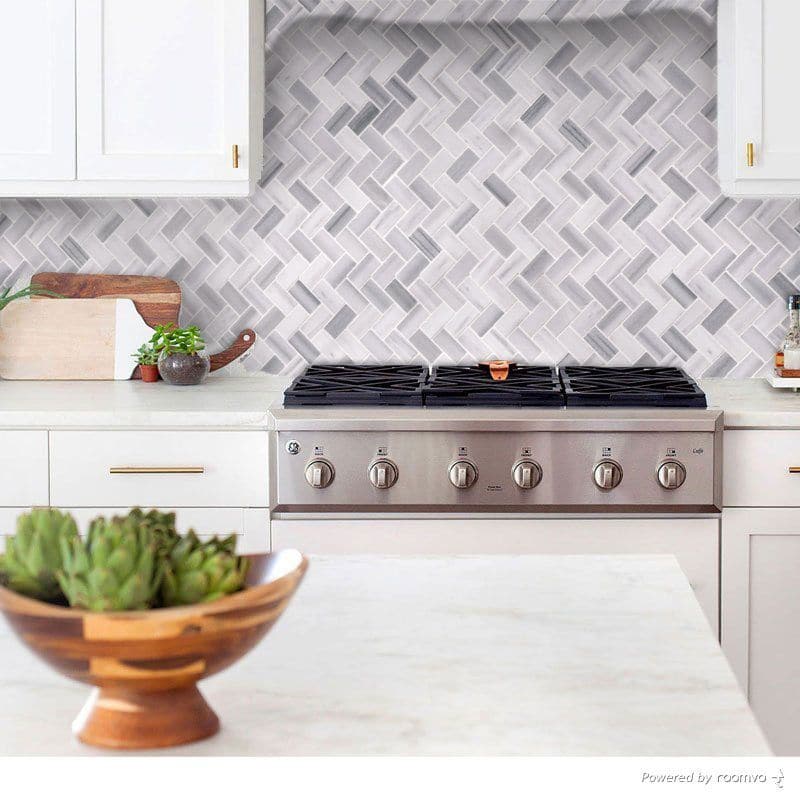 Marmara Marble 1x2 Herringbone Polished Mosaic Tile
