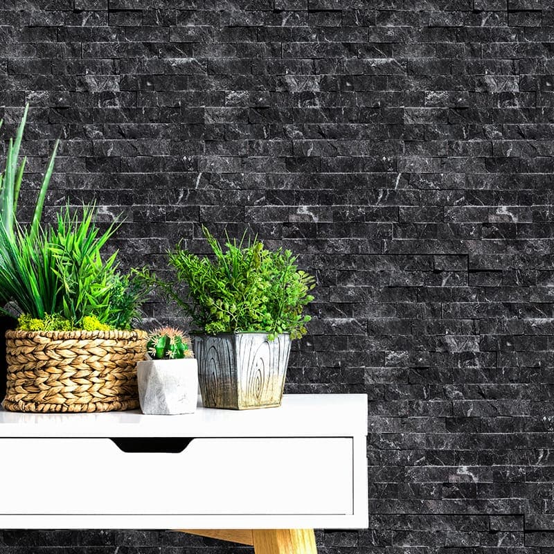 Black Marble 6x24 Stacked Stone Ledger Panel