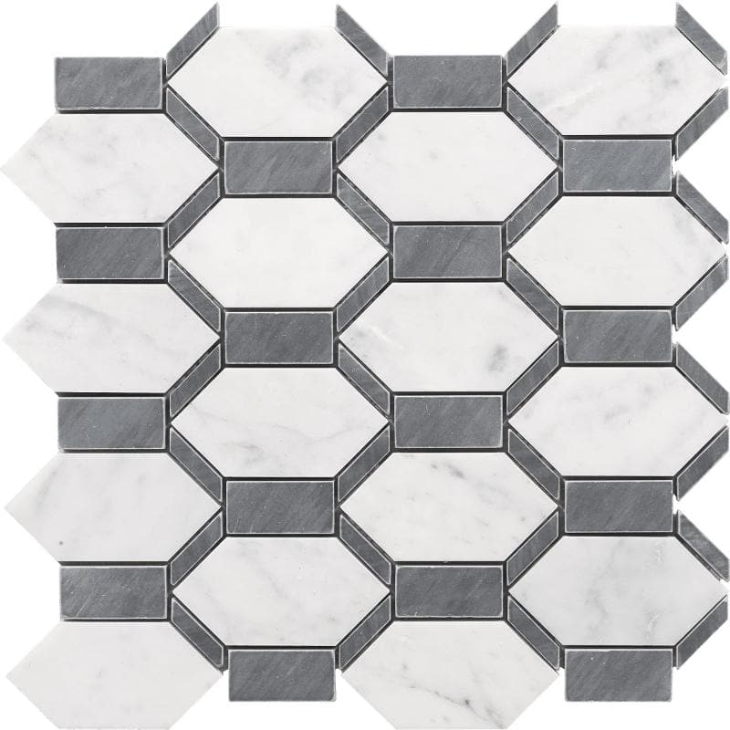 Bardiglio Carrara Marble Geo Special Design Mosaic Tile