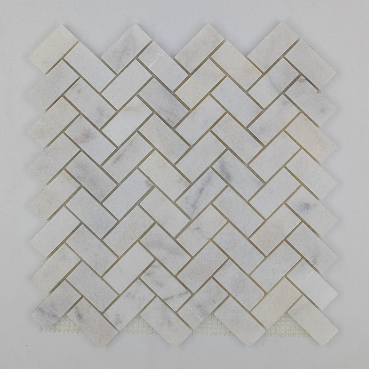 Bianco Caldo Mugla White 1x2 Herringbone Polished Mosaic Tile