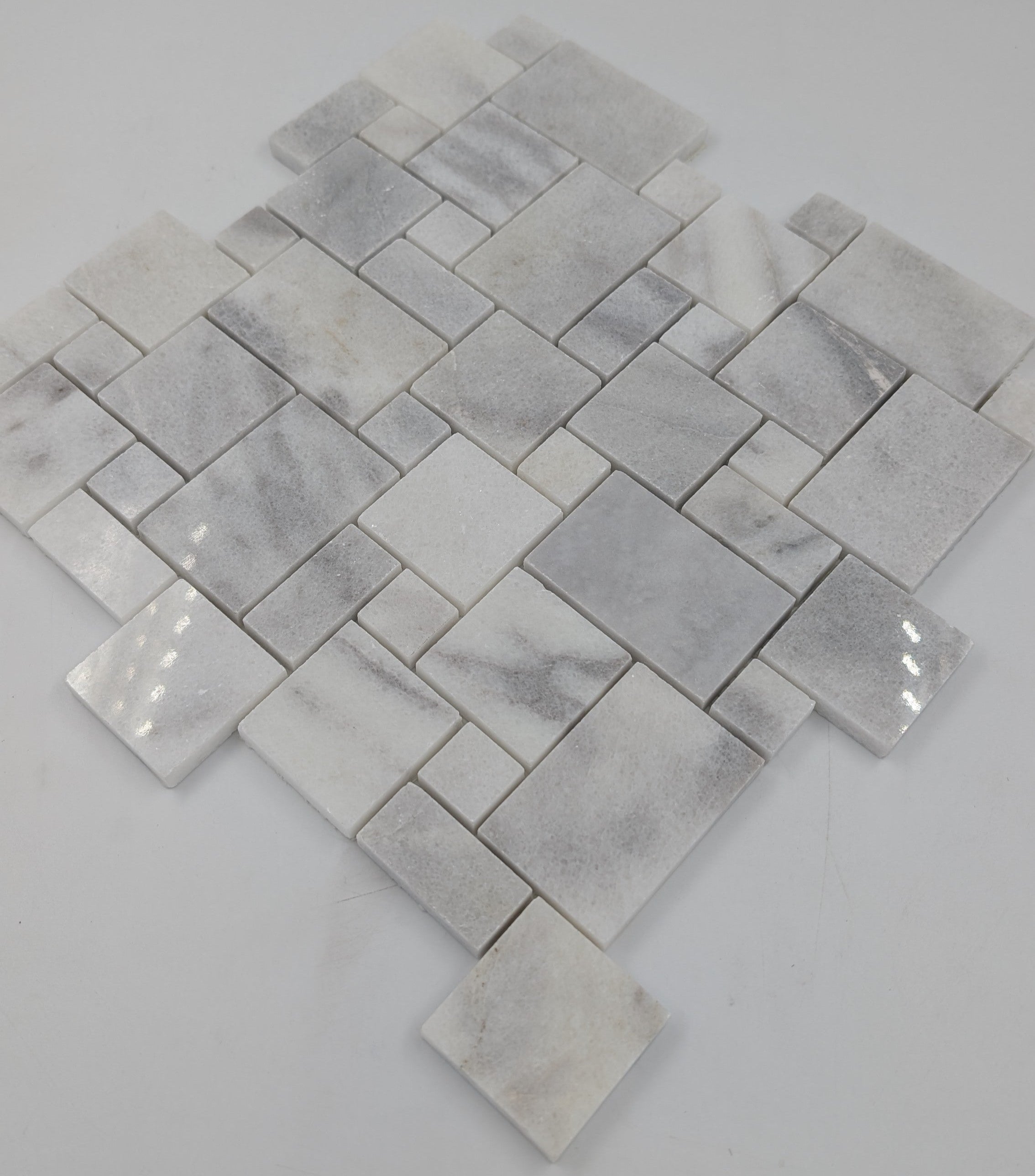 Bianco Caldo Mugla White Micro Mini Pattern Polished Mosaic Tile