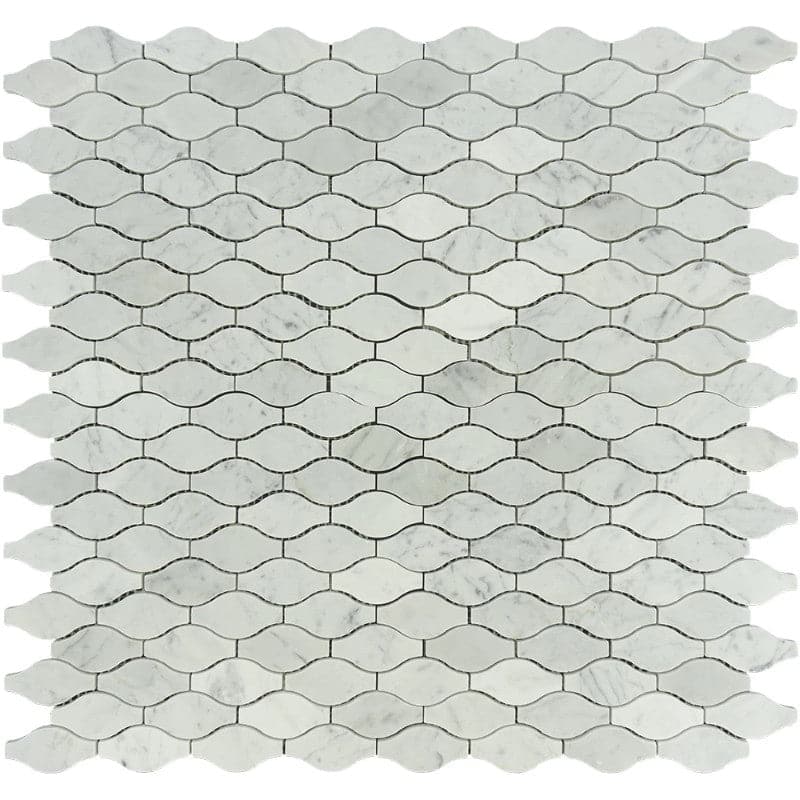 White Carrara Marble Leaves Design Polished Mosaic Tile