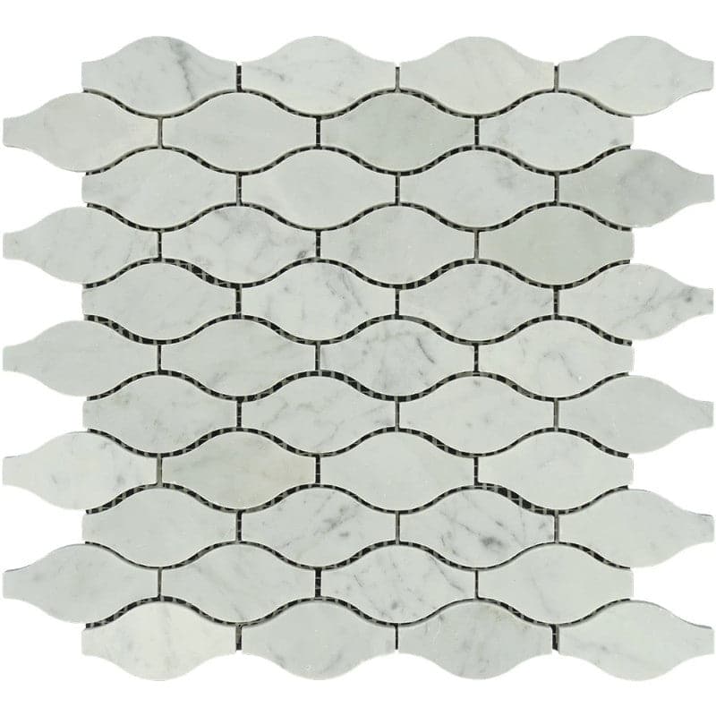 White Carrara Marble Leaves Design Polished Mosaic Tile