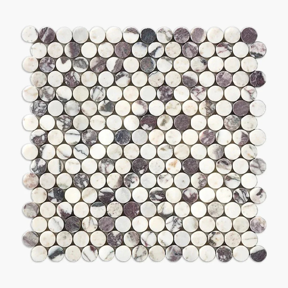 Calacatta Viola Marble Penny Round Polished Mosaic Tile