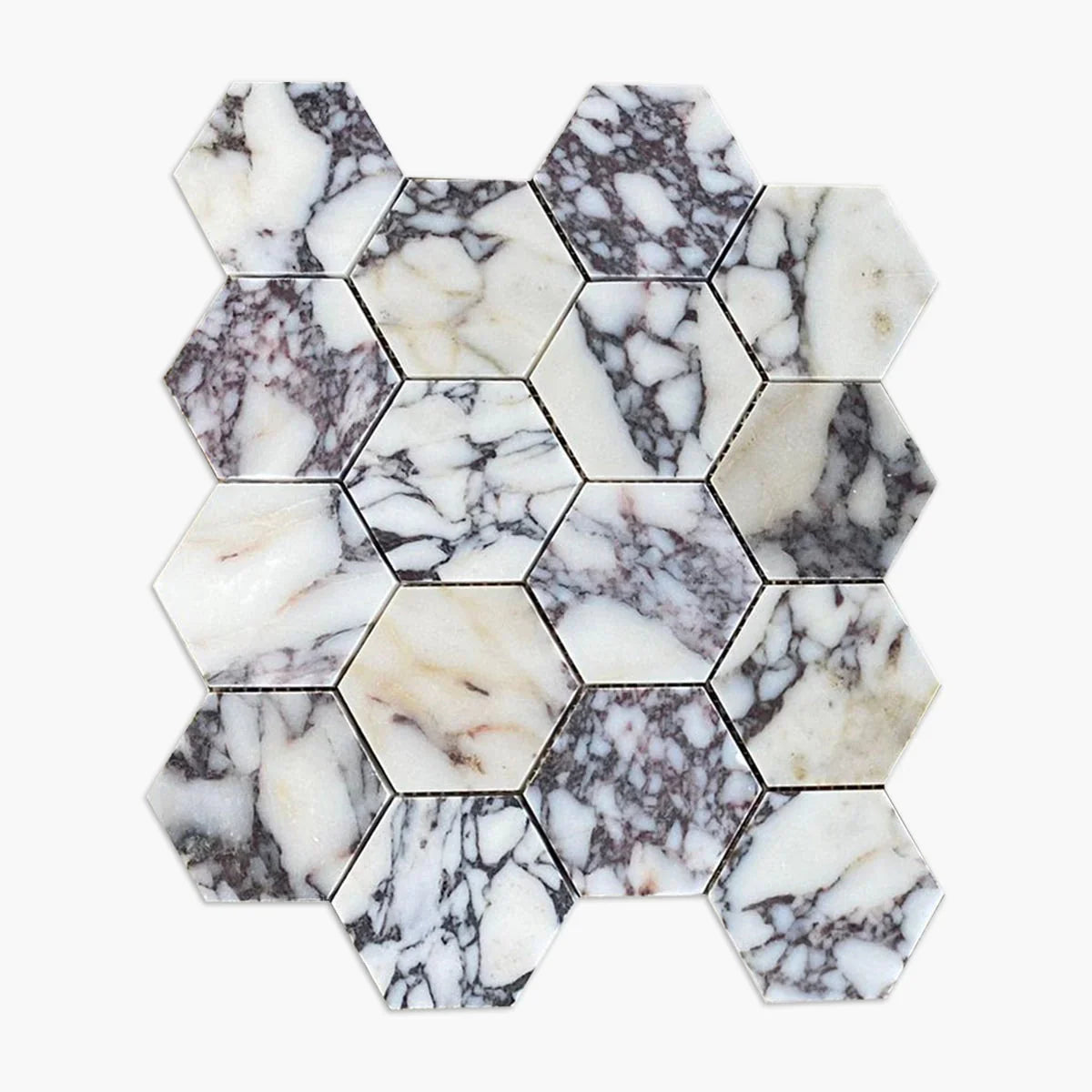 Calacatta Viola Marble 3X3 Hexagon Polished Mosaic Tile