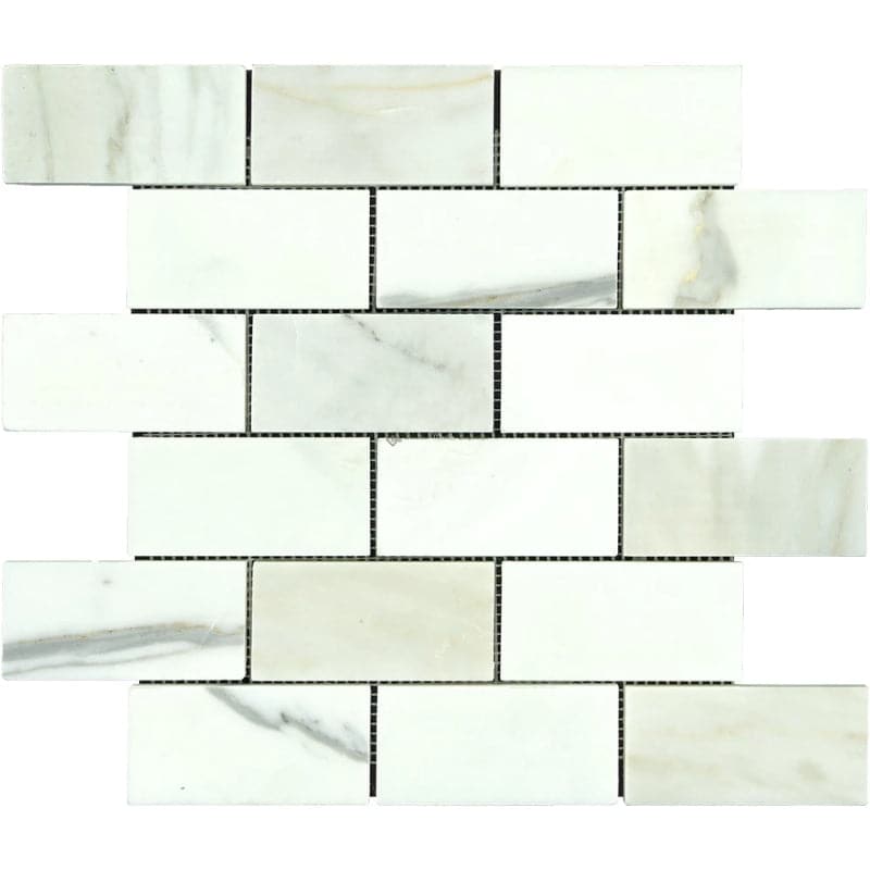 Calacatta Gold Marble 2x4 Polished Mosaic Tile