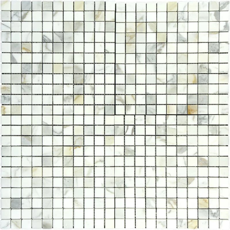 Calacatta Gold Marble 1x1 Honed Mosaic Tile