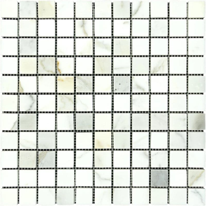 Calacatta Gold Marble 1x1 Polished Mosaic Tile