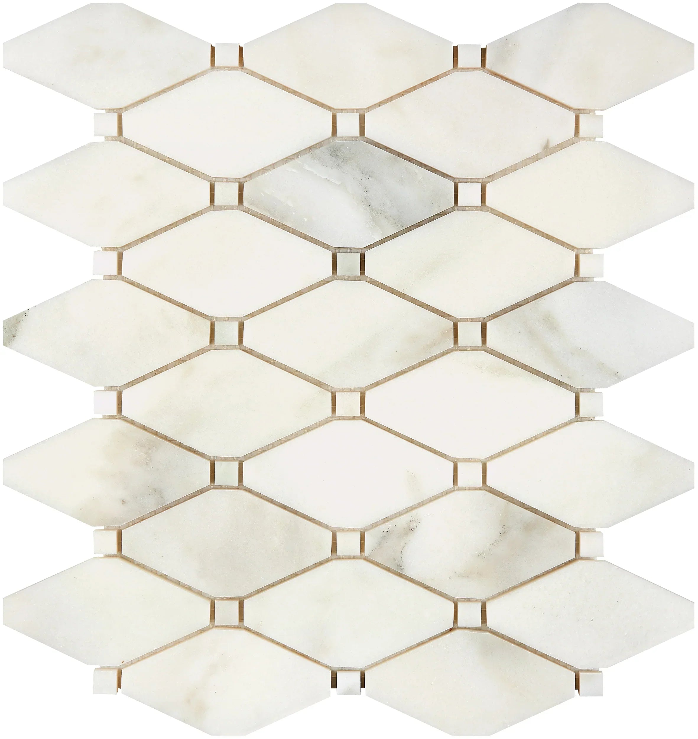 Calacatta Oliva Marble Octave Long Octagon Honed Mosaic Tile
