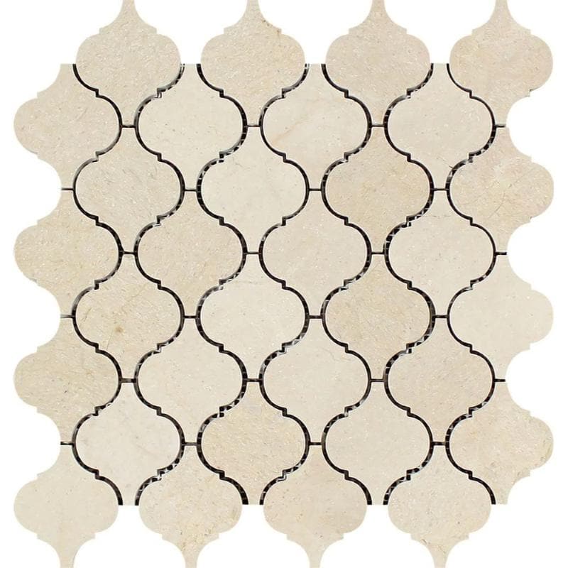 Crema Marfil Marble Honed Lantern Design Mosaic Tile