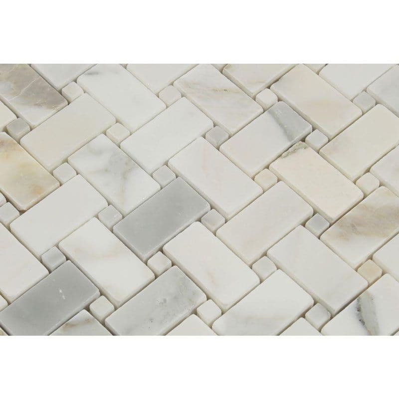 Calacatta Gold Marble Basketweave Honed Mosaic Tile