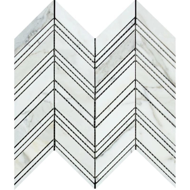 Calacatta Gold Marble Chevron Polished Mosaic Tile