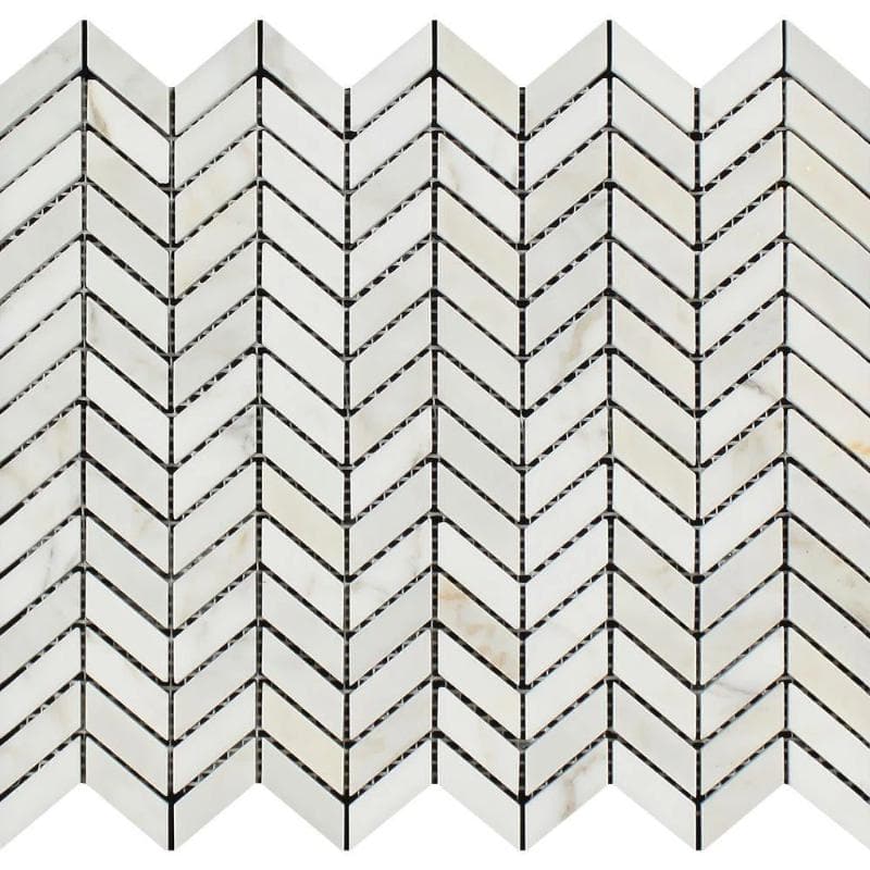 Calacatta Gold Marble Mini Chevron Honed Mosaic Tile