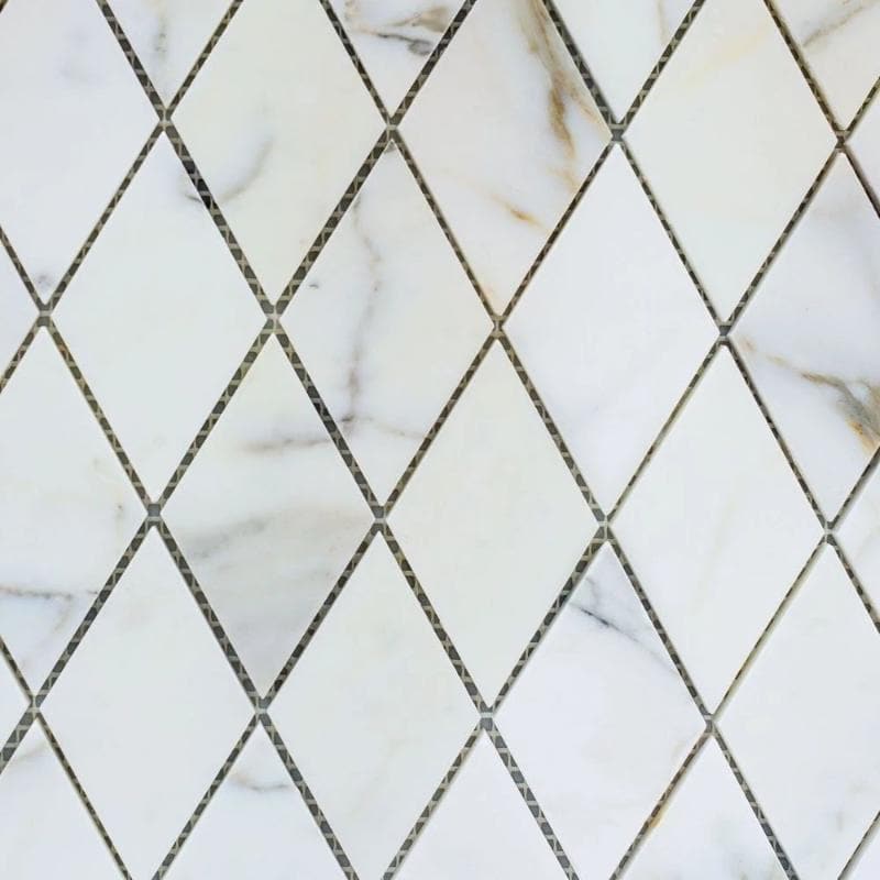 Calacatta Gold Marble Honed 1x2 Diamond Mosaic Tile
