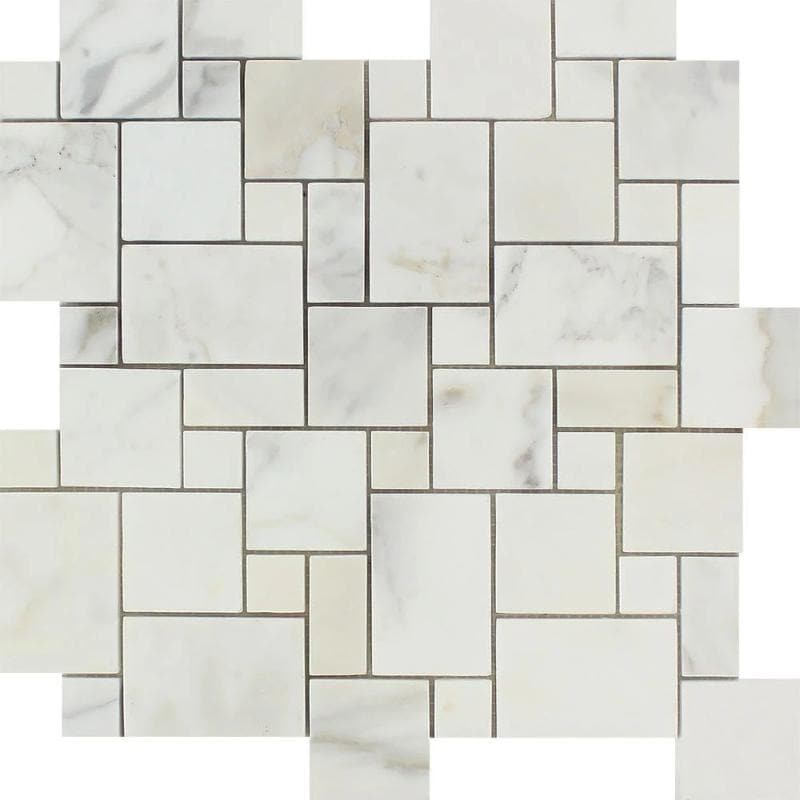 Calacatta Gold Marble Mini Versailles Pattern Polished Mosaic Tile