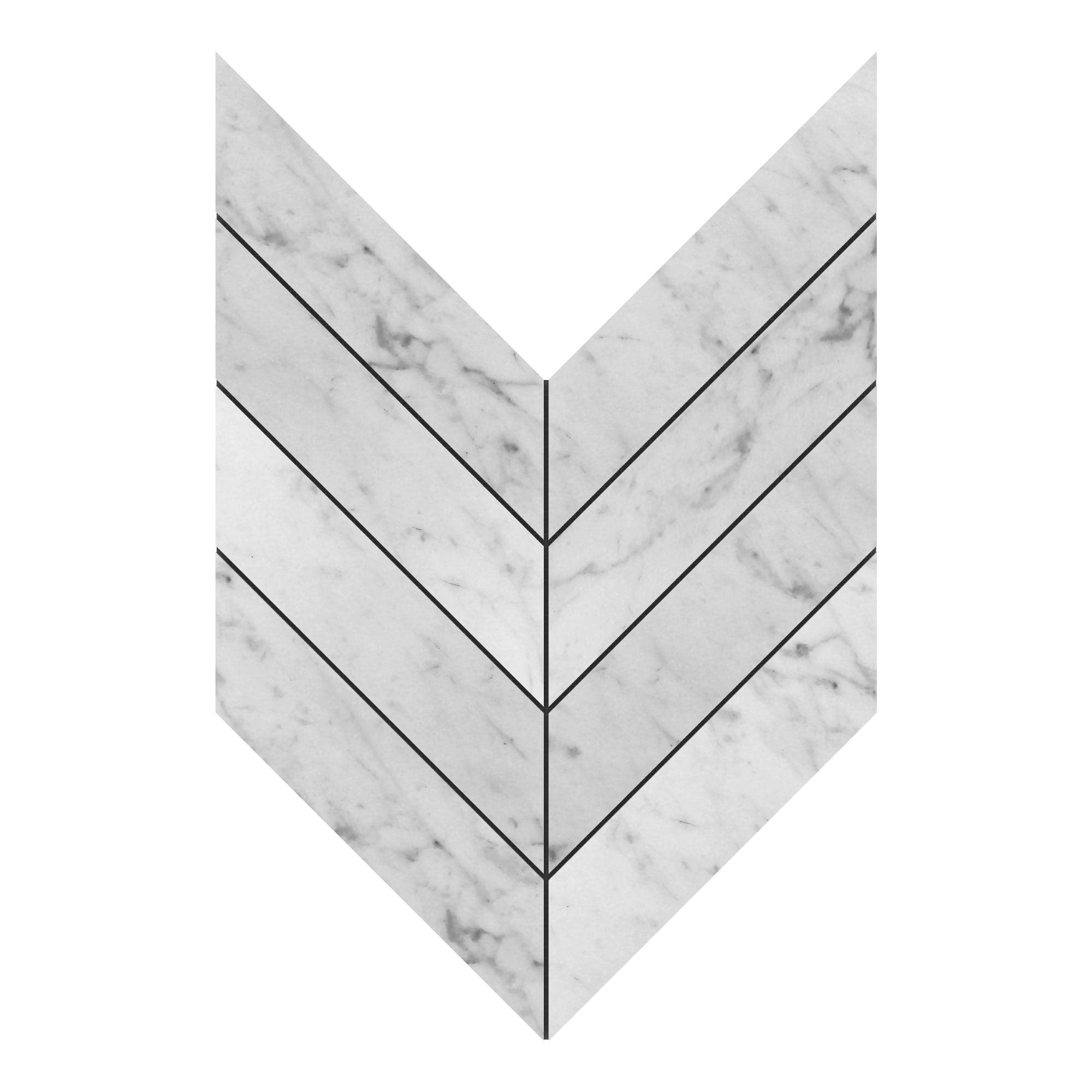 2x8 Carrara White ( LARGE ) Chevron Polished Marble Mosaic Tile