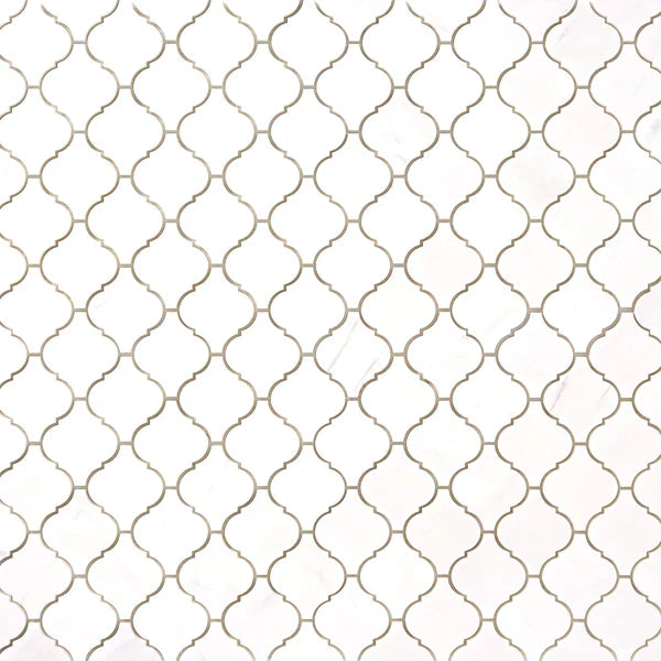 Bianco Dolomite Marble Lantern (Arabesque) Polished Mosaic Tile