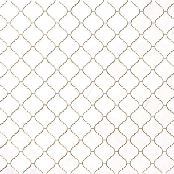 Bianco Dolomite Marble Lantern (Arabesque) Honed Mosaic Tile
