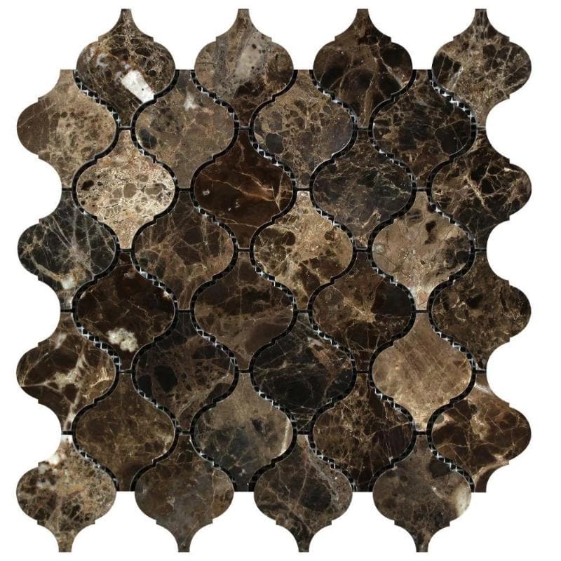 Emperador Dark Spanish Marble Lantern (Arabesque) Polished Mosaic Tile