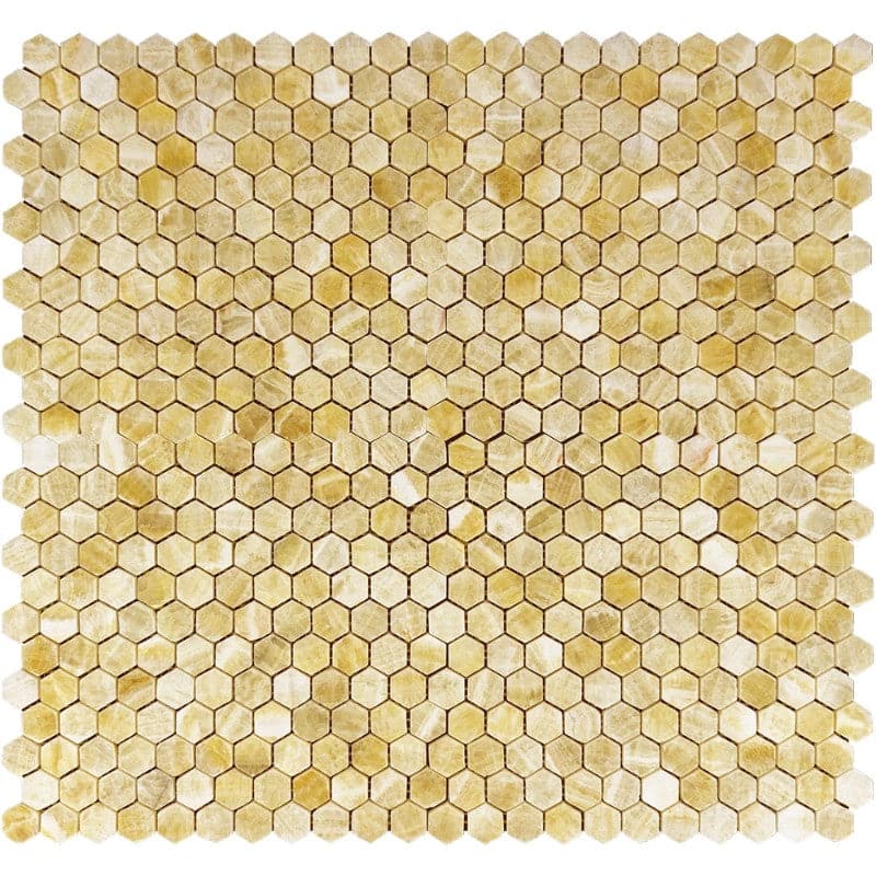 Honey Onyx 1x1 Hexagon Polished Mosaic Tile