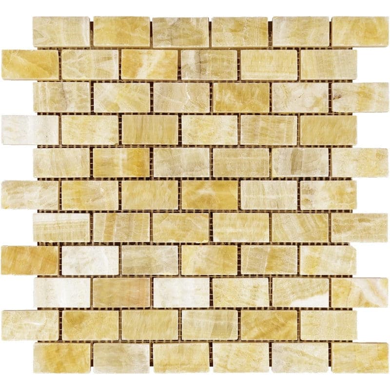 Honey Onyx 1x2 Polished Mosaic Tile