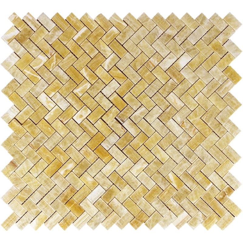 Honey Onyx 1x2 Herringbone Polished Mosaic Tile