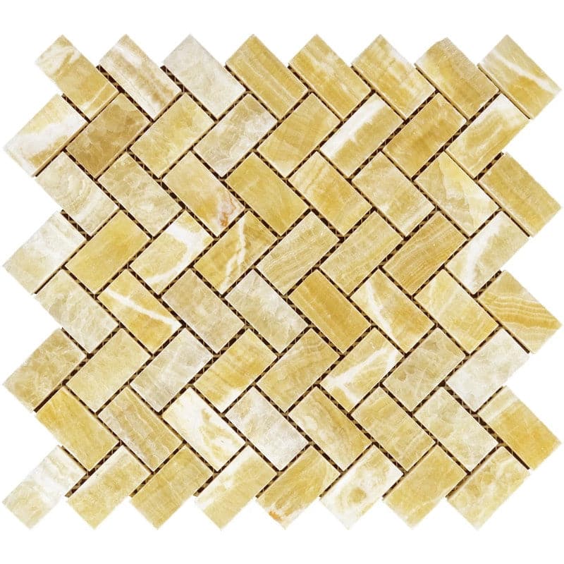 Honey Onyx 1x2 Herringbone Polished Mosaic Tile