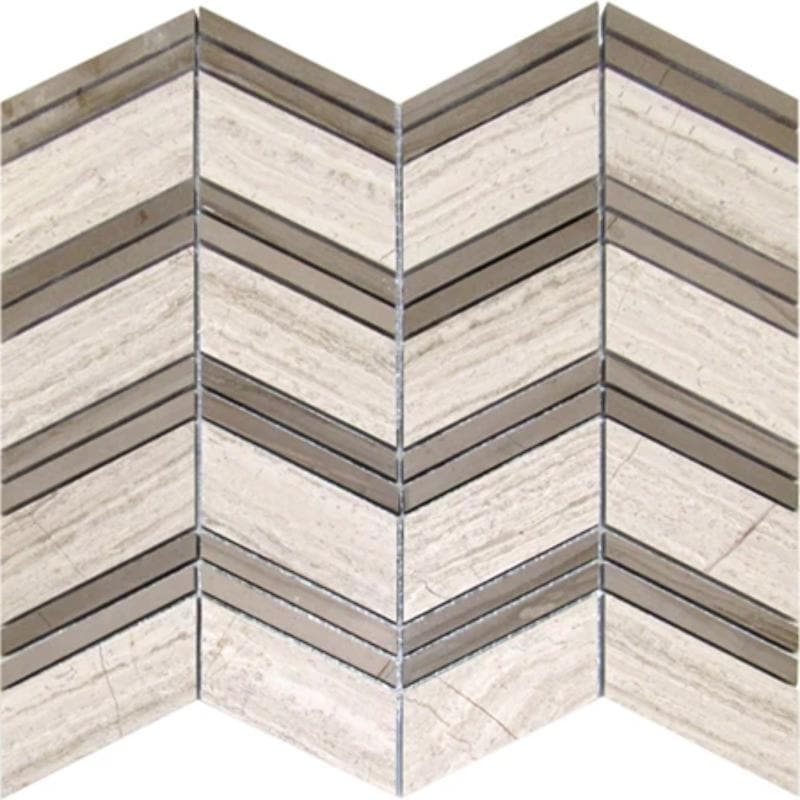 Haisa Light (White Oak) Marble Chevron Honed Mosaic Tile