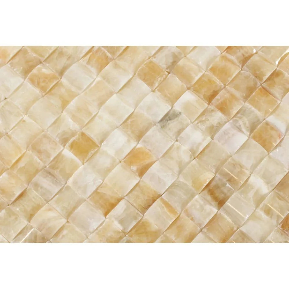 Honey Onyx 3D Pillow Polished Mosaic Tile